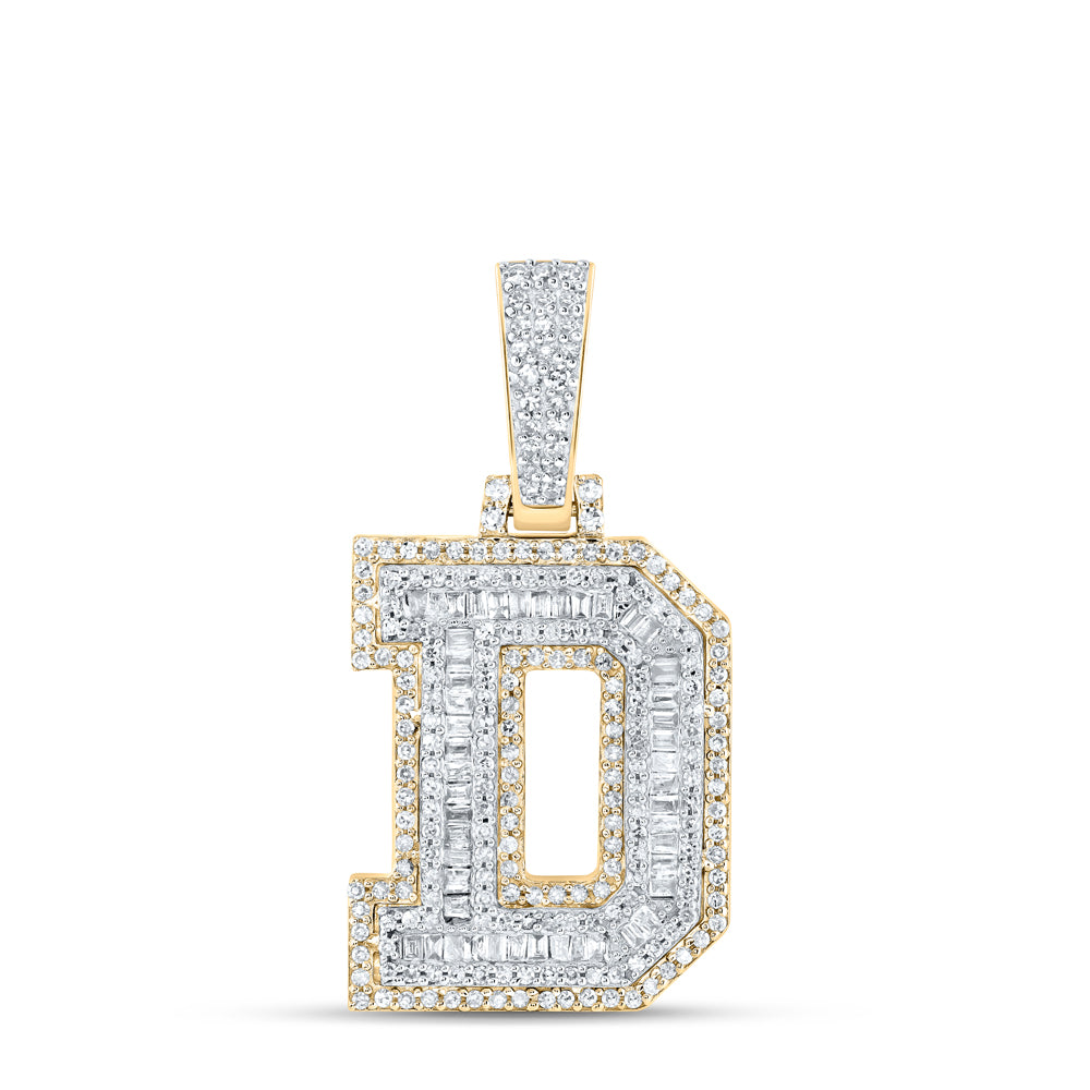 5/8CTW-DIA NK MENS INITIAL "D" PENDANT