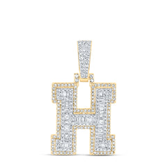 5/8CTW-DIA NK MENS INITIAL "H" PENDANT