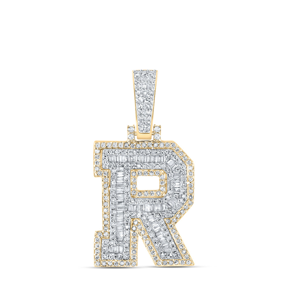 5/8CTW-DIA NK MENS INITIAL "R" PENDANT