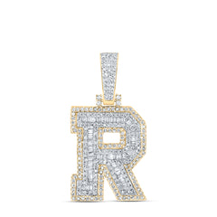 5/8CTW-DIA NK MENS INITIAL "R" PENDANT