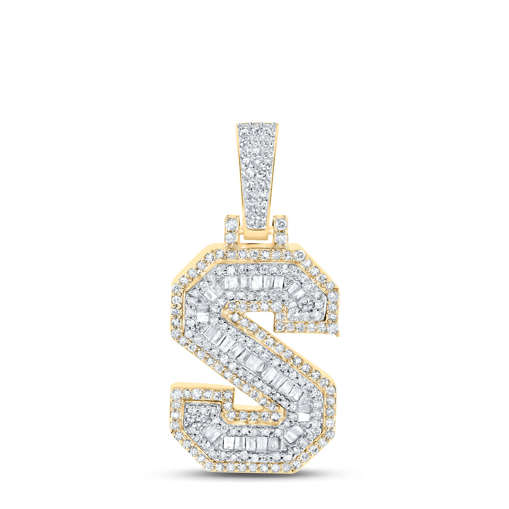 10K Yellow Gold 1/2 CTW-Natural Diamond Mens Initial "S" Pendant 5.07 Gram