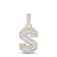 10K Yellow Gold 1/2 CTW-Natural Diamond Mens Initial "S" Pendant 5.07 Gram