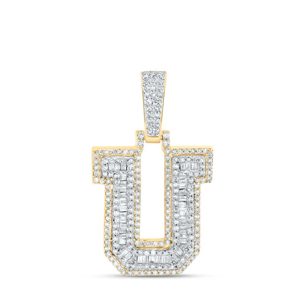 5/8CTW-DIA NK MENS INITIAL "U" PENDANT