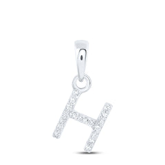 10K White Gold 1/20 CTW-Natural Diamond Initial "H" Pendant 0.37 Gram