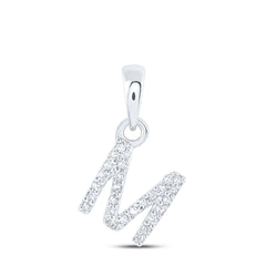 10K White Gold 1/20 CTW-Natural Diamond Initial "M" Pendant 0.47 Gram