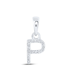 10K White Gold 0.03 CTW-Natural Diamond Initial "P" Pendant 0.37 Gram