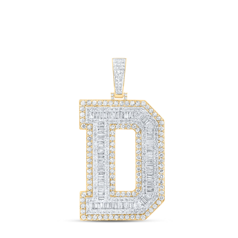 10K Yellow Gold 6 CTW-Natural Diamond Mens Initial "D" Pendant 22.37 Gram