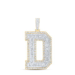 10K Yellow Gold 6 CTW-Natural Diamond Mens Initial "D" Pendant 22.37 Gram