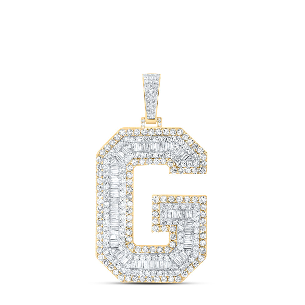 10K Yellow Gold 5 7/8 CTW-Natural Diamond Mens Initial "G" Pendant 20.27 Gram