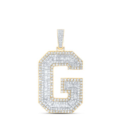 10K Yellow Gold 5 7/8 CTW-Natural Diamond Mens Initial "G" Pendant 20.27 Gram