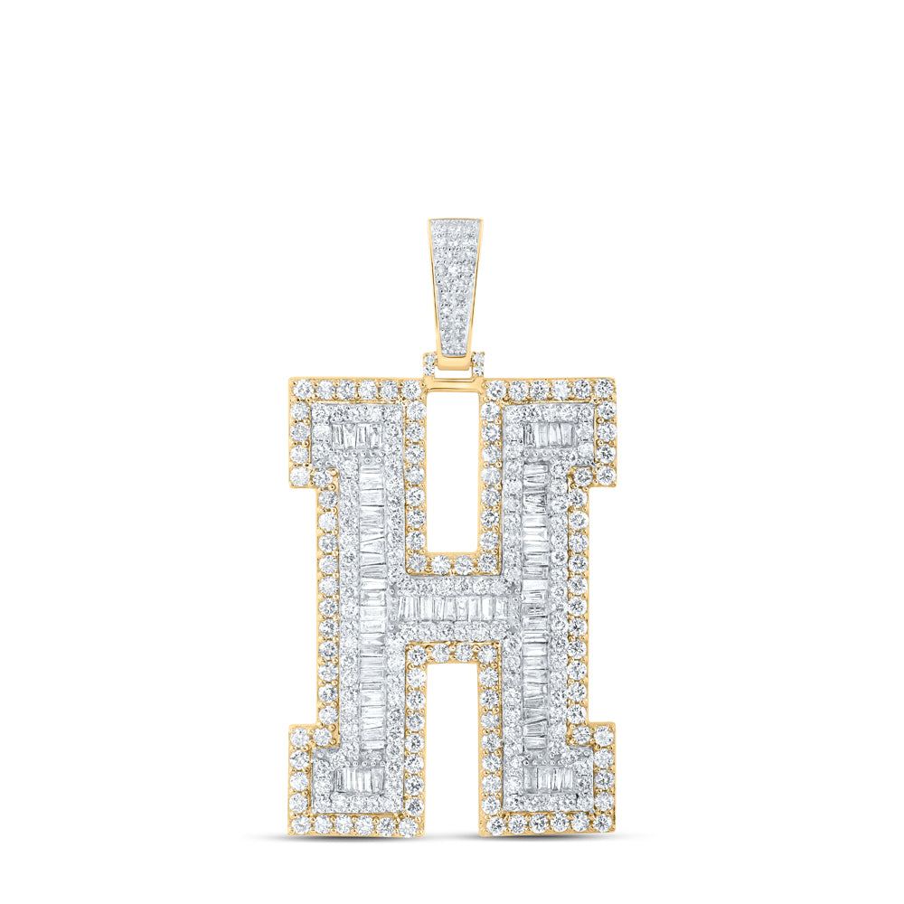 6 CTW-DIA NK MENS INITIAL "H" PENDANT