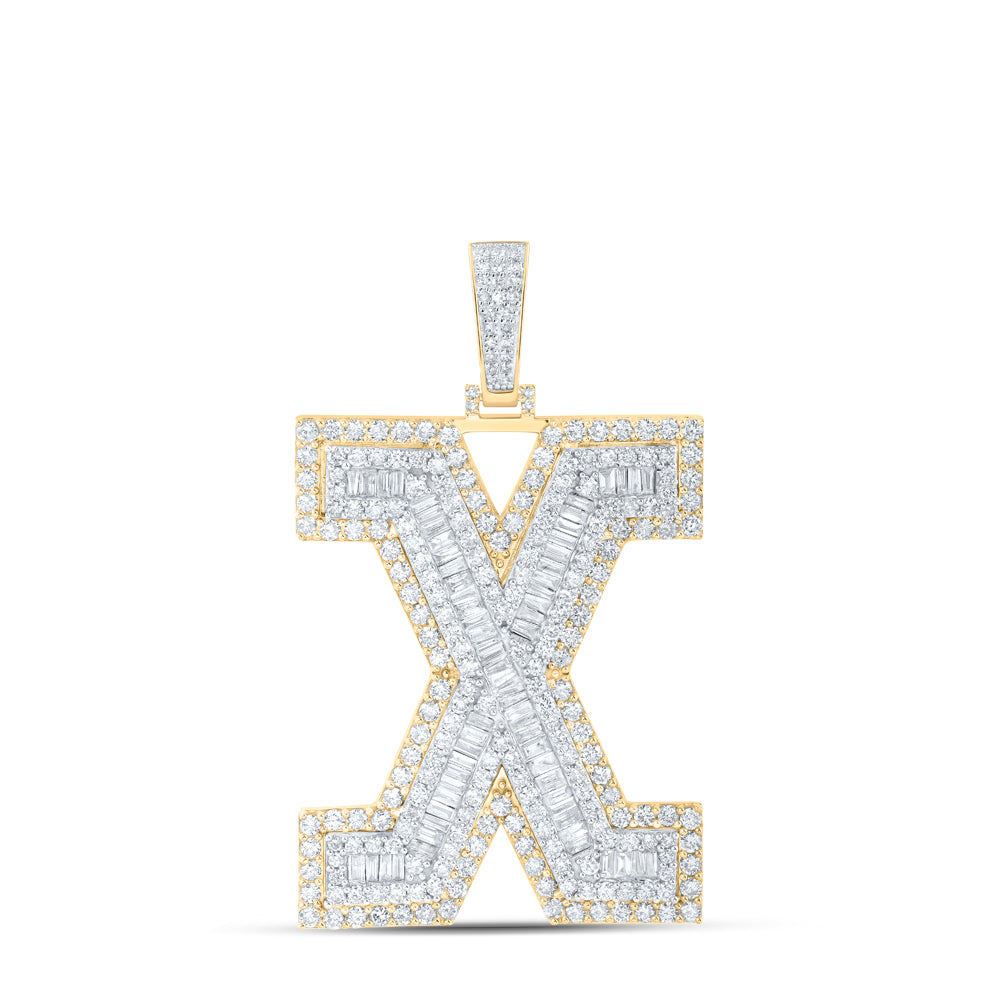 10K Yellow Gold 4 7/8 CTW-Natural Diamond Mens Initial "X" Pendant 18.1 Gram