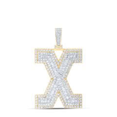 10K Yellow Gold 4 7/8 CTW-Natural Diamond Mens Initial "X" Pendant 18.1 Gram