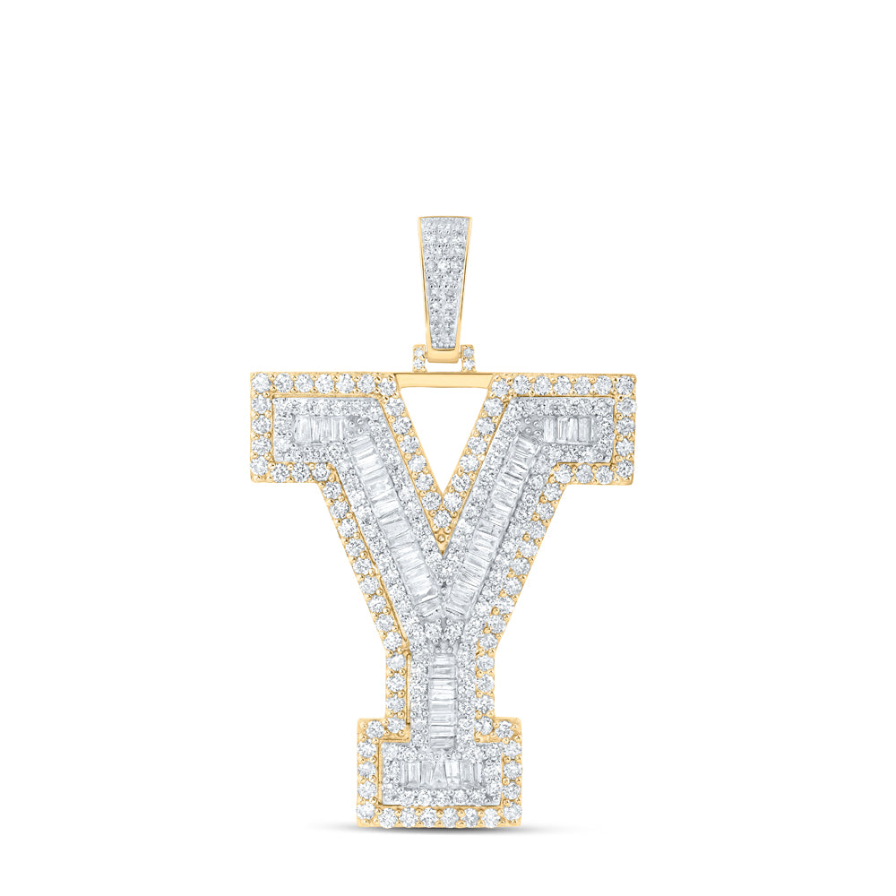 10K Yellow Gold 6 CTW-Natural Diamond Mens Initial "Y" Pendant 20.26 Gram