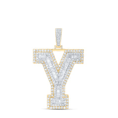 10K Yellow Gold 6 CTW-Natural Diamond Mens Initial "Y" Pendant 20.26 Gram