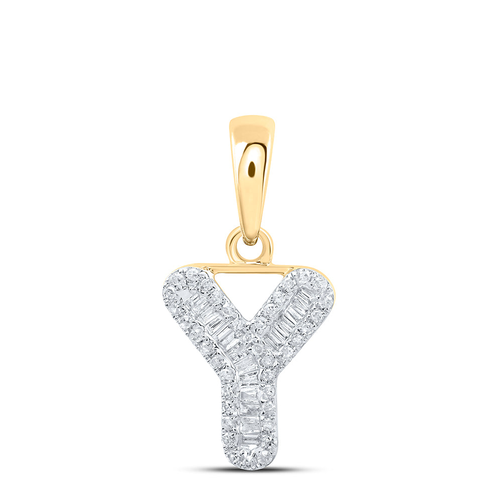 10K Yellow Gold 1/5 CTW-Natural Diamond Initial "Y" Pendant 0.88 Gram