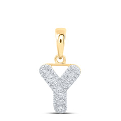 10K Yellow Gold 1/5 CTW-Natural Diamond Initial "Y" Pendant 0.88 Gram
