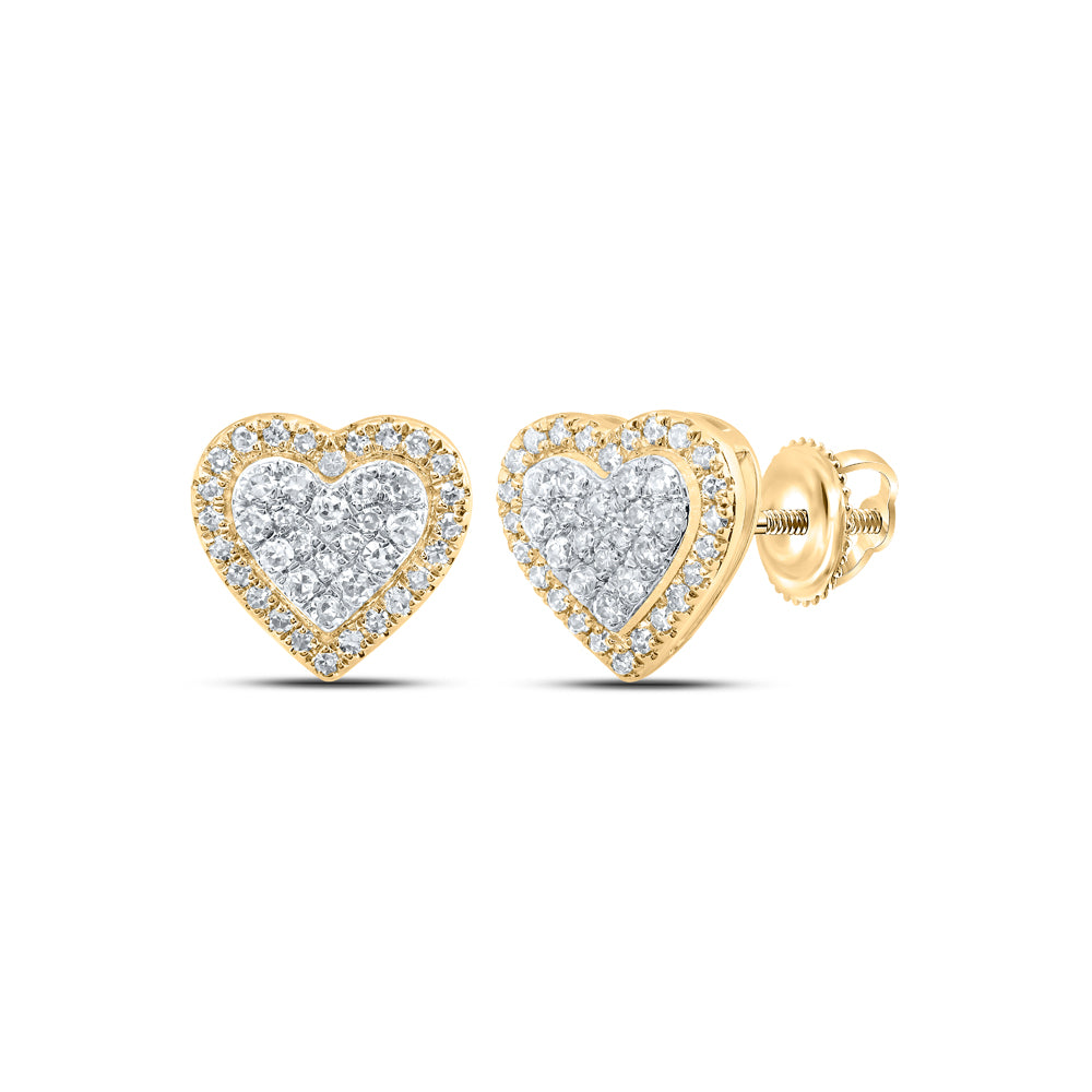 10K Yellow Gold 1/5 CTW-Natural Diamond Heart Earring 0.95 Gram