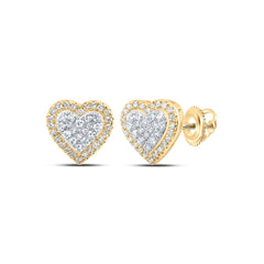 10K Yellow Gold 1/5 CTW-Natural Diamond Heart Earring 0.95 Gram