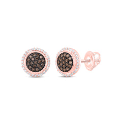1/4CTW-DIA NK BROWN ROUND EARRING