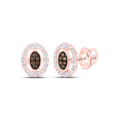 1/4CTW-DIA NK BROWN OVAL EARRING