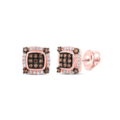 1/4CTW-DIA NK BROWN SQUARE EARRING