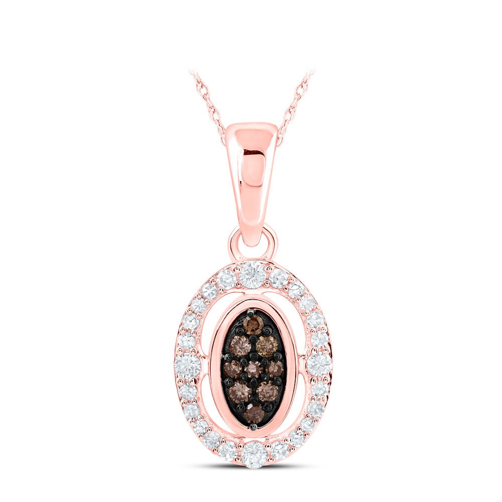 1/5CTW-DIA NK BROWN OVAL PENDANT