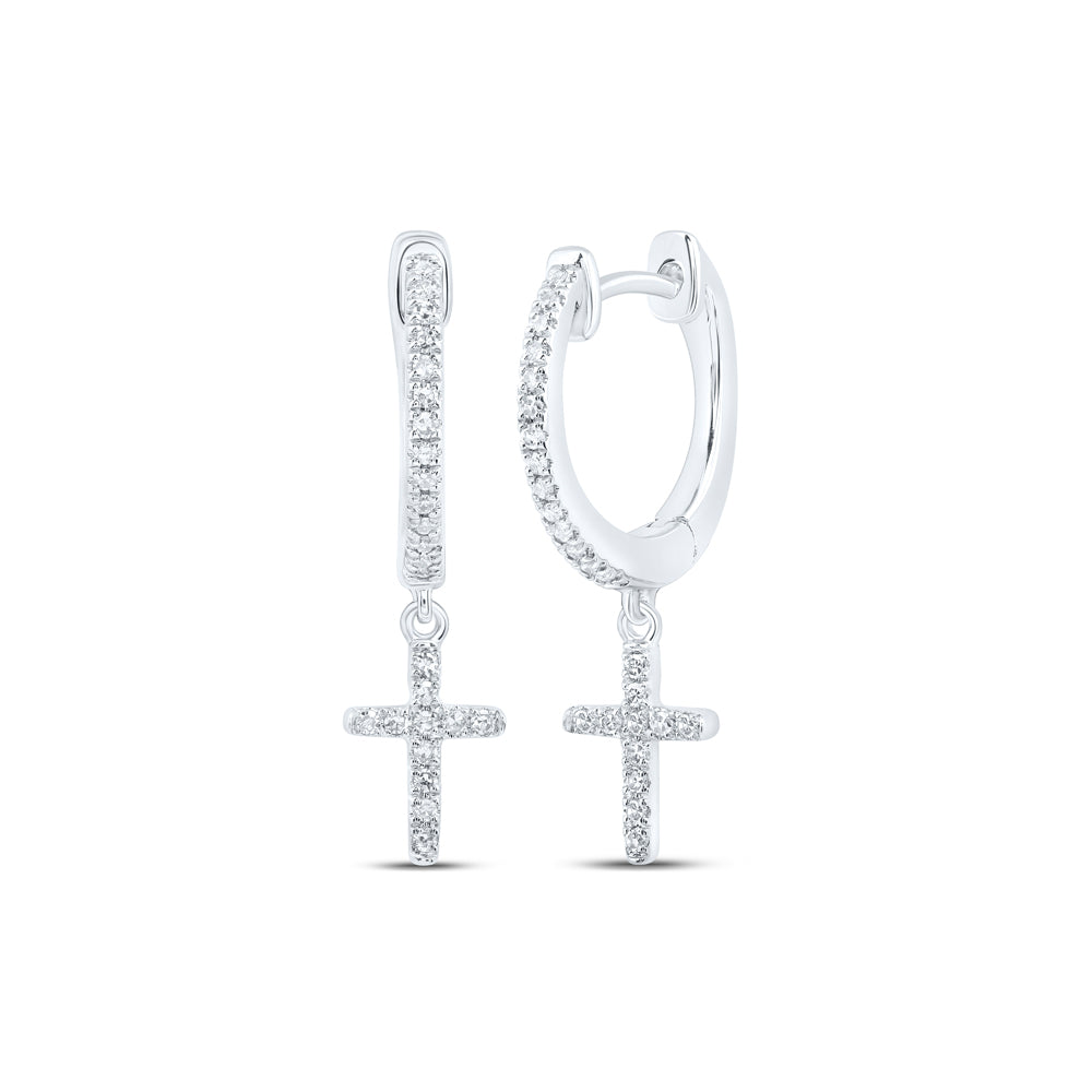 1/6 CTW-DIA NK CROSS DANGLING EARRING