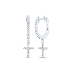 1/6 CTW-DIA NK CROSS DANGLING EARRING