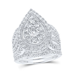2 CTW-DIA NK 1/5CT-CRD BRIDAL SET SINGLE HALO