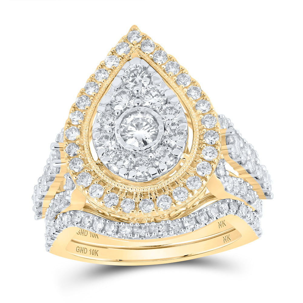 2 CTW-DIA NK 1/5CT-CRD BRIDAL SET SINGLE HALO