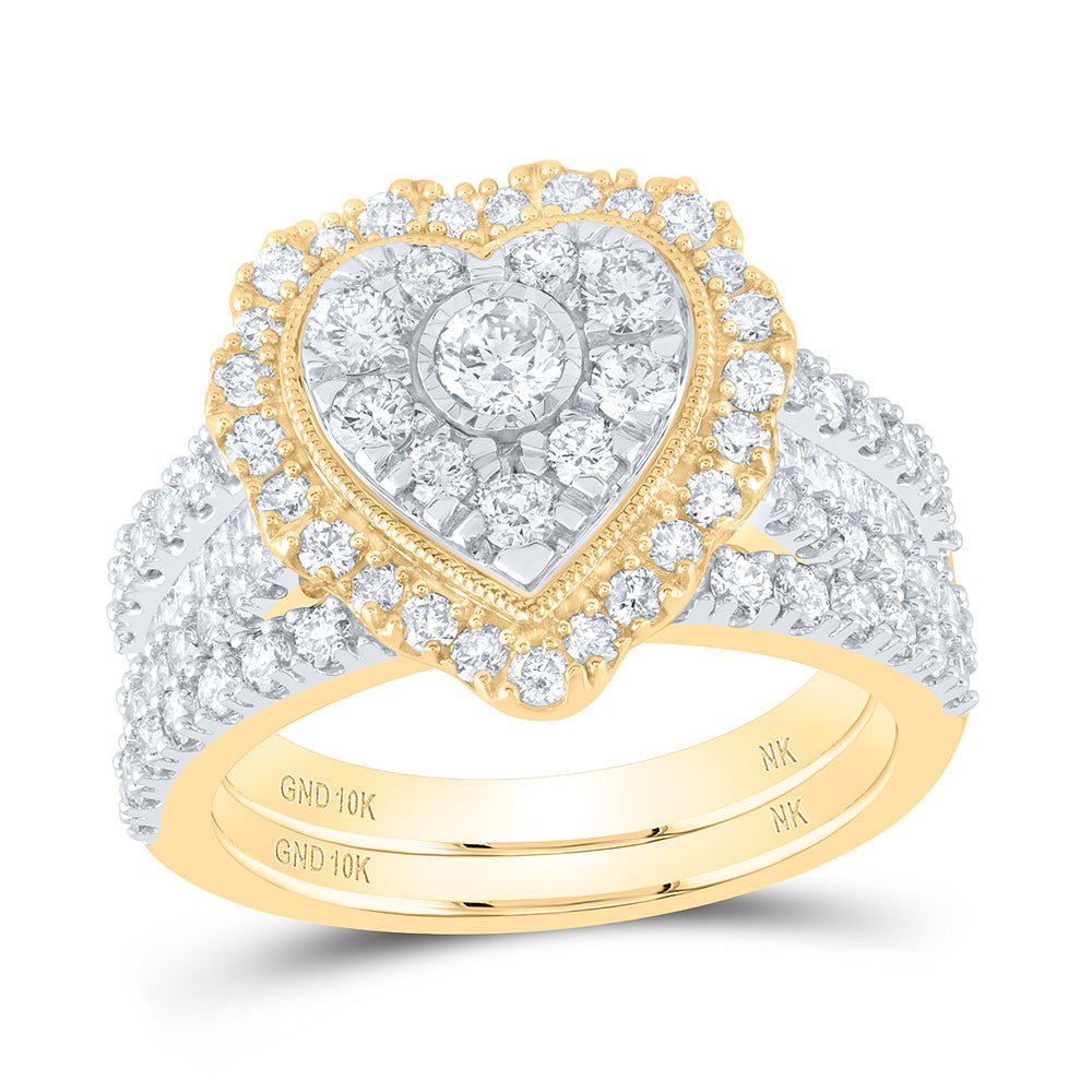 2 CTW-DIA NK HEART BRIDAL SET