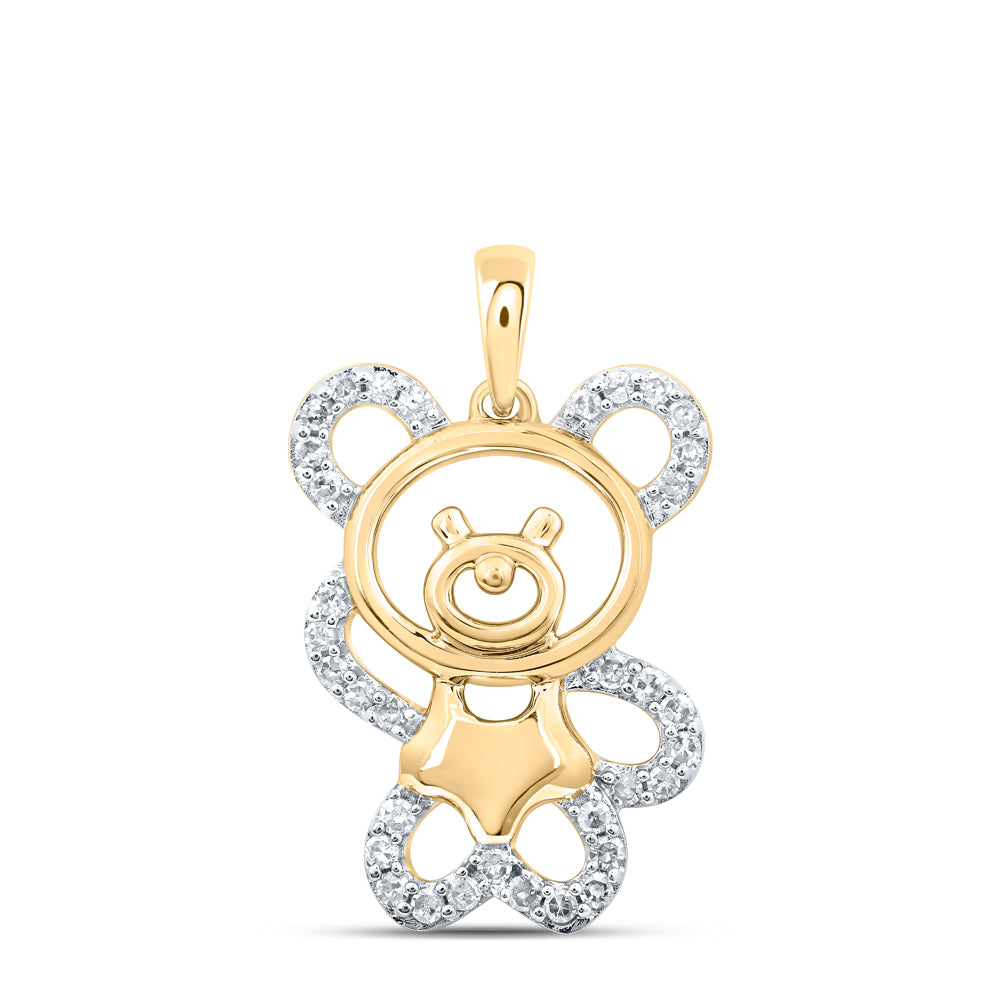 1/6CTW-DIA NK TEDDY BEAR PENDANT