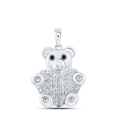 1/5CTW-DIA NK TEDDY BEAR PENDANT
