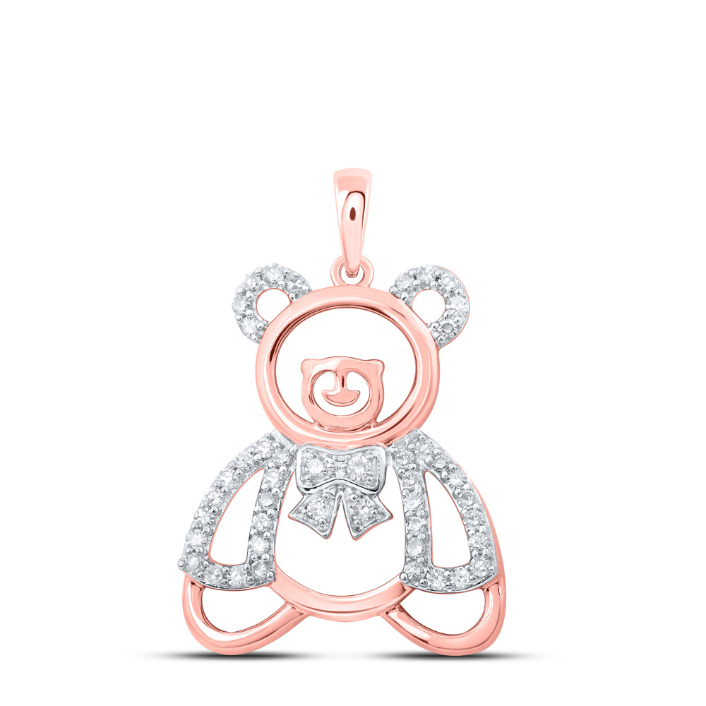 1/5CTW-DIA NK TEDDY BEAR PENDANT