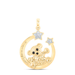 1/12CTW-DIA NK TEDDY BEAR PENDANT