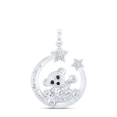 1/12CTW-DIA NK TEDDY BEAR PENDANT