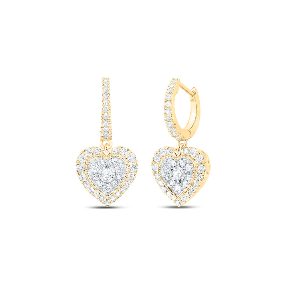 5/8CTW-DIA NK HEART DANGLING EARRING