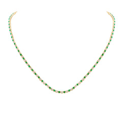 2 1/4CTW-DIA NK 2 3/4CTW-EME NATURAL GEM TENNIS NECKLACE (18 INCH)