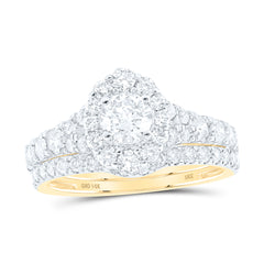 1 1/2CTW-DIA NKE 3/8CT-CRD BRIDAL SET SINGLE HALO