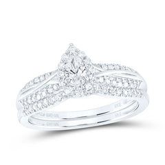 1/2CTW-DIA NKE 1/5CT-CPEAR BRIDAL SET SINGLE HALO