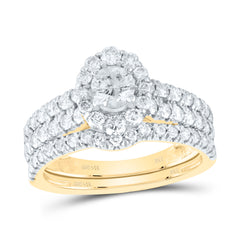 1 1/2CTW-DIA NKE 3/8CT-CRD BRIDAL SET SINGLE HALO