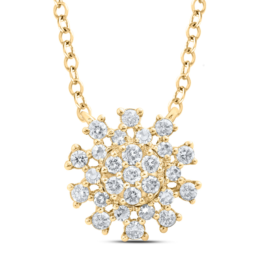14K Yellow Gold 1/5 CTW-Natural Diamond E Necklace 0.73 Gram