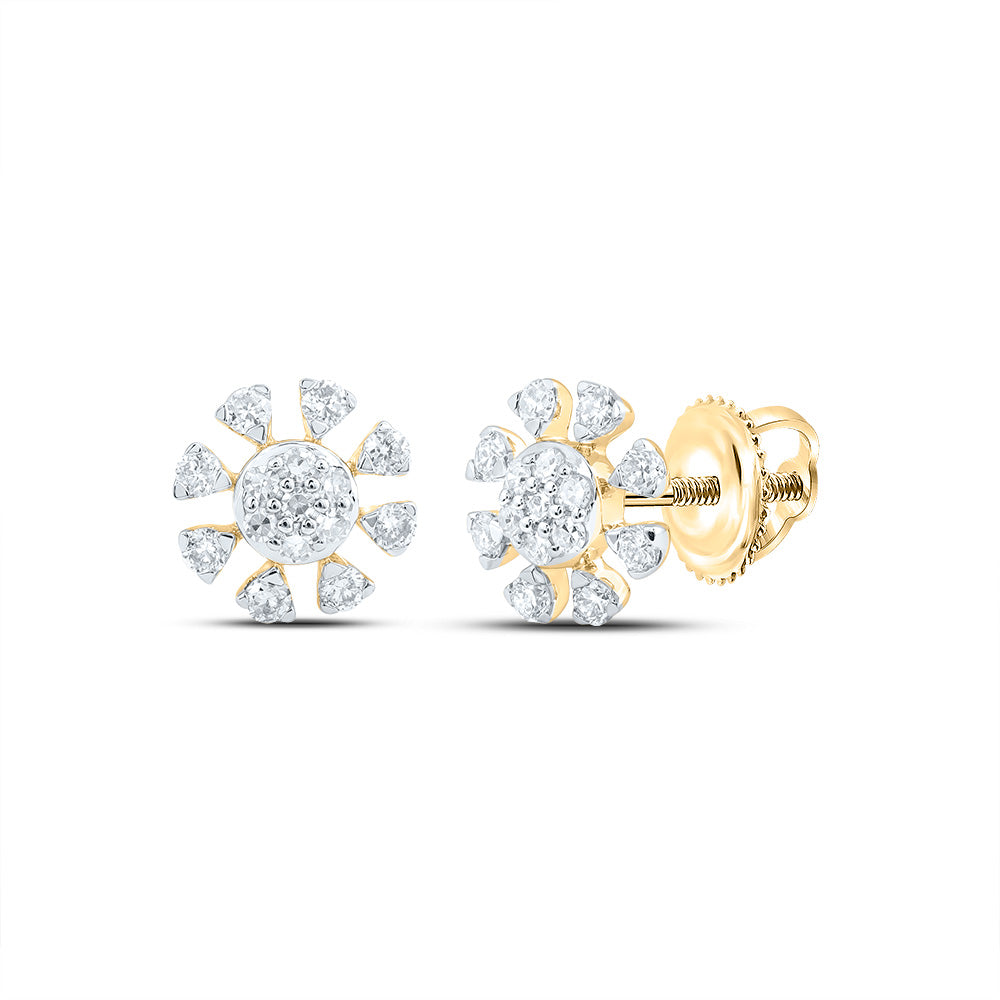 14K Yellow Gold 1/3 CTW-Natural Diamond E Round Earring 0.7 Gram