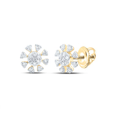 14K Yellow Gold 1/3 CTW-Natural Diamond E Round Earring 0.7 Gram