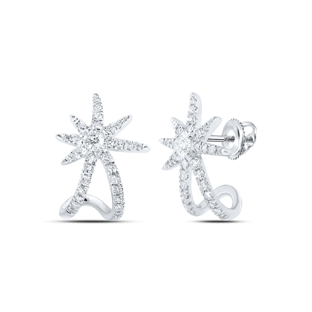 10K White Gold 3/8 CTW-Natural Diamond E Trendy Earring 1.62 Gram