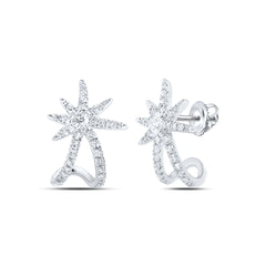 10K White Gold 3/8 CTW-Natural Diamond E Trendy Earring 1.62 Gram