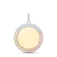 2CTW-DIA NK 3 TONE CUBAN MEMORY MEN CHARM PENDANT