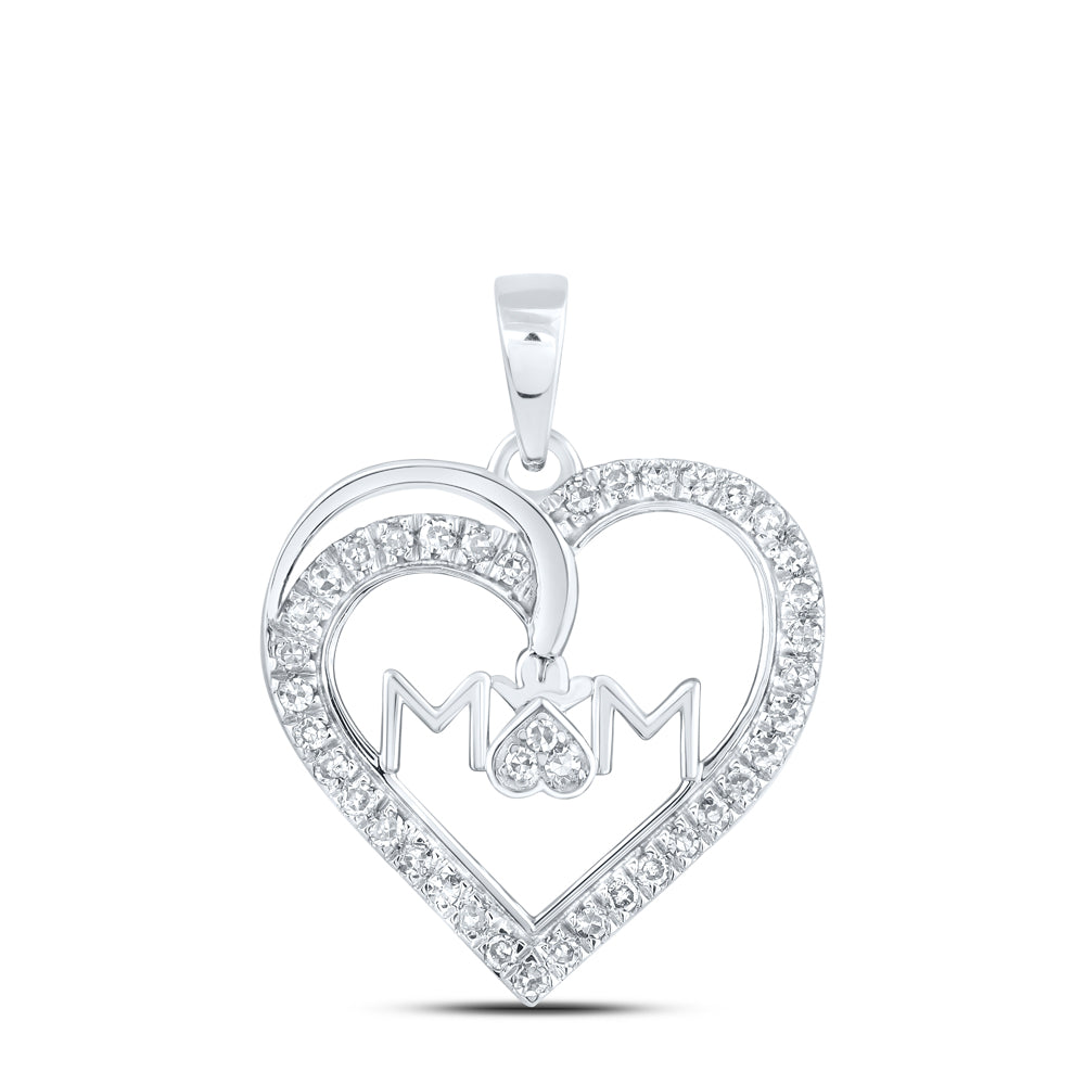 1/6CTW-DIA NK MOM HEART PENDANT