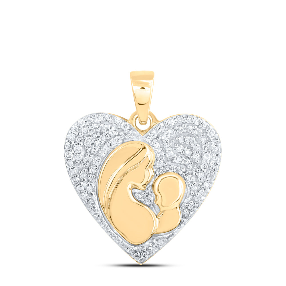 1/5CTW-DIA NK MOM HEART PENDANT